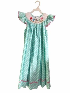 Mom & Me Smocked Polka Dot & Birdhouse Theme Dress